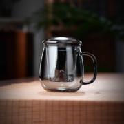 全度玻璃泡茶杯耐高温三件式水杯家用办公带盖茶水分离沏绿茶杯子