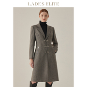 LadySElite/慕裁 灰色羊毛大衣女2023春夏气质高级感通勤长款外套