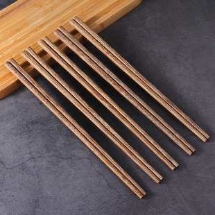 木筷子家用高档鸡翅木筷子火锅长筷子油炸耐高温竹快筷子家用天然