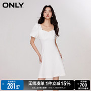 ONLY春季法式收腰显瘦短裙白色牛仔连衣裙女123242039