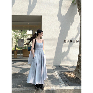 范智乔法式肌理感条纹连衣裙夏设计(夏设计)感小众休闲吊带裙显瘦仙气长裙