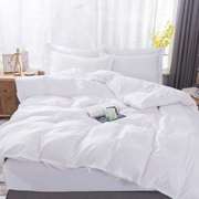 宾馆酒店床上用品布草纯白色床单被套四件套织带民宿风三件品