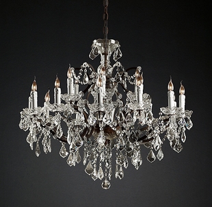 美式简约水晶吊灯北欧创意轻奢铁艺单头蜡烛客厅法式别墅灯