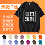 纯棉t恤定制logo工作服，t恤订制班服大码短袖文化衫广告衫印图logo