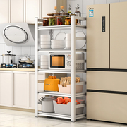 厨房置物架落地多层多功s能微波炉烤箱家用白色碳钢架子货架储物