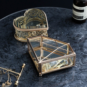 欧式轻奢复古创意玻璃首饰盒，饰品收纳盒桌面珠宝，首饰展示水晶盒子
