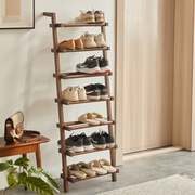 日式门口实木鞋架省空间多层家用隔板置物架收纳架靠墙原木鞋架子