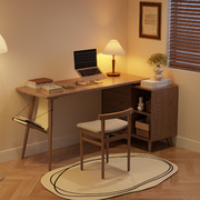 尚馨阁实木转角书桌书柜组合一体，学生ll字型写字台伸缩双人电脑桌