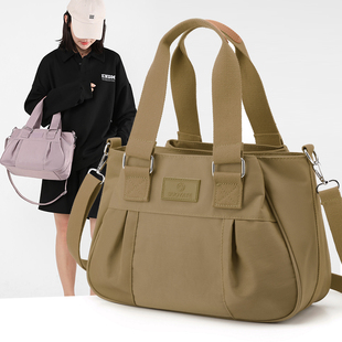 多层褶皱尼龙大包包，韩版休闲大容量单肩斜挎女包，上班通勤轻便背包