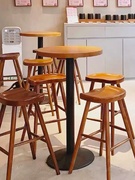 北欧实木吧台椅现代简约高脚凳家用吧凳酒吧椅奶茶店前台咖啡厅椅