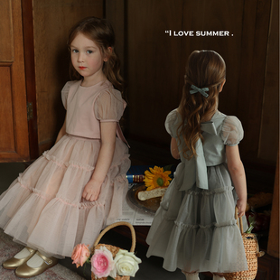 女童显白小众气质短款娃娃衫半身裙套装 宝宝夏季上衣半裙两件套