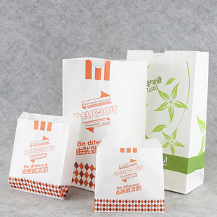 一次性风琴袋食品包装纸袋，无淋膜纸袋，防油小吃袋子外带打包纸袋