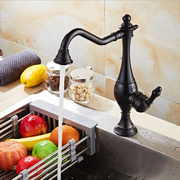 黑古铜欧式水龙头欧式厨房洗菜盆冷热水槽厨房可旋转洗碗美式防溅