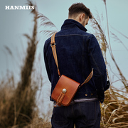 hanmiis美式复古头层牛皮斜挎包，植鞣皮男女款休闲单肩小包手机包