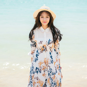 连衣裙女夏季超长衬衫裙纯棉海边度假泰国清纯旅行度假沙滩裙