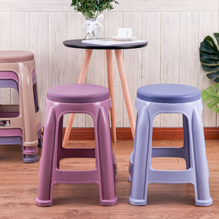 圆凳家用加厚防滑客厅餐桌塑料凳子，熟胶简约板凳，高凳子(高凳子)可叠放椅子