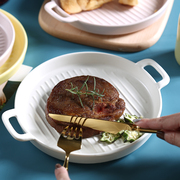 北欧创意烘焙盘陶瓷盘子微波炉烤箱，碗盘家用西餐，平盘沙拉盘烤肉盘