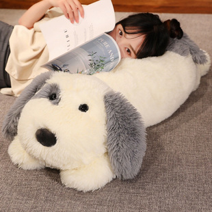 可爱白色狗狗陪睡玩偶睡觉抱公仔，毛绒玩具女孩布娃娃床上抱着睡的