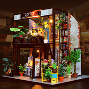 弘达diy小屋手工制作房子模型，创意大别墅，女生礼物拼装木质咖啡屋