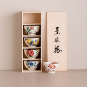 锅小姐日本进口美浓烧饭碗礼物套装和蓝日式餐具家用彩色陶瓷汤碗
