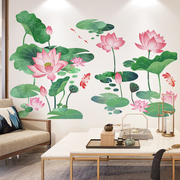 3d立体墙贴画中国风荷，花墙画壁画，客厅沙发背景墙壁纸装饰贴纸自粘