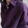 紫色灯芯绒衬衫女长袖2023年春秋复古宽松条绒衬衣休闲上衣潮