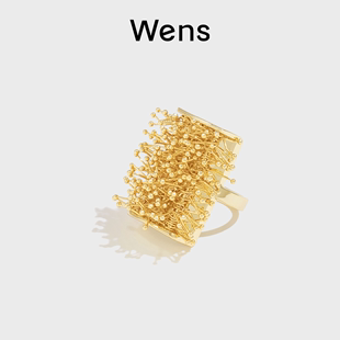 wensball系列烟花造型戒指镀18k金原创(金原创)设计夸张小众高级感指环