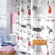 急速小猫防水涤纶布浴帘 卡通可爱浴室帘儿童卫生间彩色猫 洗