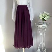 2020雪纺半身裙长裙紫色大摆裙波西米亚长裙夏季款裙子清