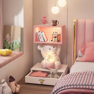 创意兔兔儿童床头柜小型现代简约收纳免安装卧室，抽屉边几收纳柜子