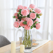 仿真牡丹花假花室内塑料，装饰花餐桌客厅摆件绢花，干花玫瑰花束摆设