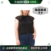 vincecamutoplus女式蕾丝，假高领衬衫-浓黑美国奥莱直发