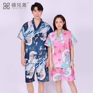 徐兄弟汗蒸服女洗浴中心按摩纯棉男女情侣桑拿服浴衣纯棉大码浴服