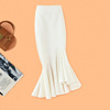 不透的白色裙子雪纺鱼尾裙垂感半身裙女夏天包裙高腰包臀长裙显瘦