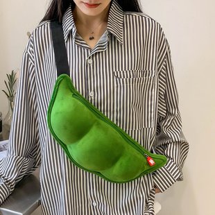 日系可爱豌豆包包女2022潮软妹萌个性创意学生，单肩胸包腰包(包腰包)