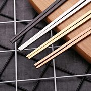 304不锈钢筷子实心扁筷镀钛防滑韩式筷子，家用高档5双家庭套装