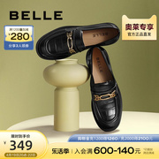 百丽乐福鞋女春夏女鞋鞋子商场黑色小皮鞋单鞋3O120AA3