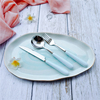 创意陶瓷不锈钢勺子筷子叉子子学生旅游便携式餐具三件套装樱花