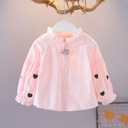 衬衫女童韩版长袖，2024小童休闲时尚，宝宝儿童衬衣薄款童装洋气