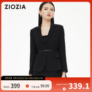 ziozia女装夏款黑色，商务办公通勤个性休闲西服外套qkg22301b