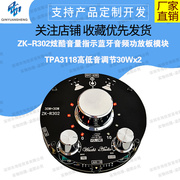 zk-r302炫酷音量指示蓝牙音频，功放板模块tpa3118高低音(高低音)调节30wx2