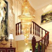 复式楼梯水晶灯别墅客厅灯大吊灯酒店工程水晶灯圆形大厅吊灯具