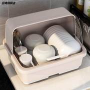 厨房大号塑料碗盘柜带盖子，放碗箱沥水沥水，碗架碗筷收纳盒餐具笼整