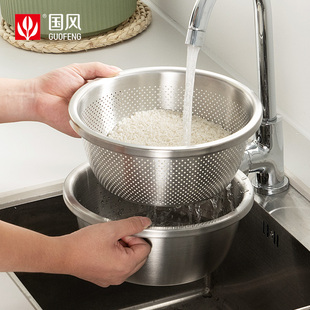 沥水篮汤盆食品级不锈钢盆子套装加厚家用厨房打蛋和面洗菜沥水篮