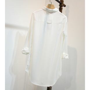 白衬衫女中长款遮屁股，宽松大码长袖，韩版打底衬衣时尚性感睡衣bf潮