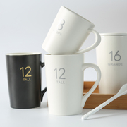 简约陶瓷马克杯带盖带勺创意办公室大容量水杯，家用咖啡杯泡茶杯