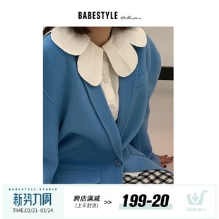 [Babestyle]VOL189 白色花瓣领衬衫女夏设计感小众宽松娃娃领上衣