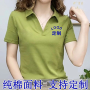 夏季翻领短袖工作服定制广告文化衫男女T恤印字LOGO企业工衣