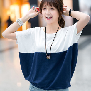 夏季韩版大码女装宽松女士短袖T恤女蝙蝠衫学生上衣