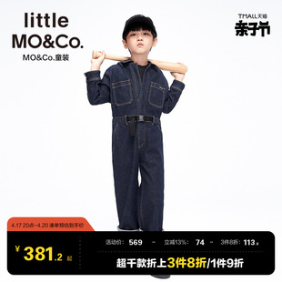 little moco童装春秋装男童女童牛仔裤儿童长袖长裤连体裤裤子